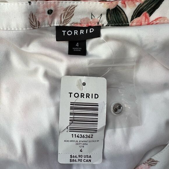 Torrid Ivory Floral Challis Mini Shirt Dress Size 4X NWT - Picture 6 of 9